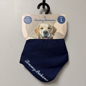 Tommy Bahama Dog Bandana Collar‎ Navy Blue Size Large NWT Pet Accessory